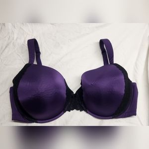 Torrid Purple tshirt bra with black lace, size 42DDD